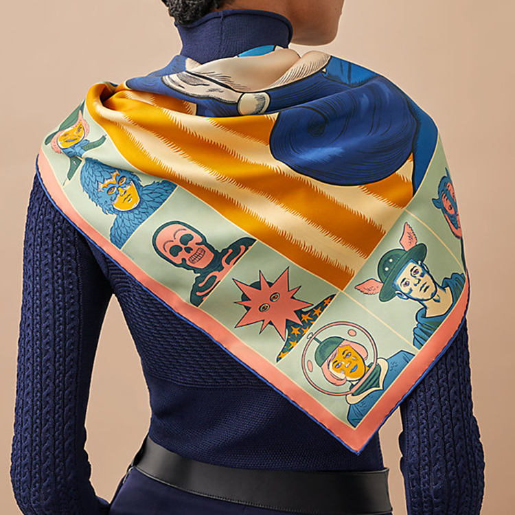 (Women) HERMES Dress Code 90cm Double-Sided Scarf Yellow H903780S-04 圖 5