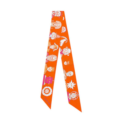 (Women) HERMES Dress Code Twilly Silk Scarf Orange - Accessory. H063780S-32
