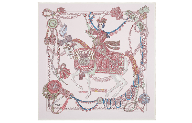 (Women) HERMES Drummer 90cm Silk Scarf Light Pink H003618S-14 圖 2
