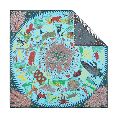 (Women) HERMES Dual-Sided Printed Silk Scarf for Women in Sky Blue. H903702S01