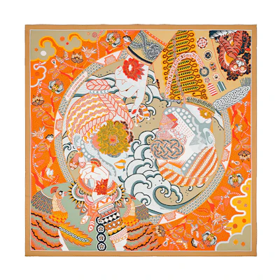 (Women) HERMES Duo Cosmique Silk Scarf. H003776S-06