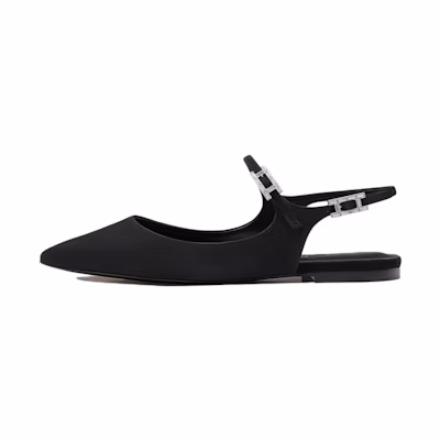 (W) HERMES Edie Flat 'Black Goat Leather'