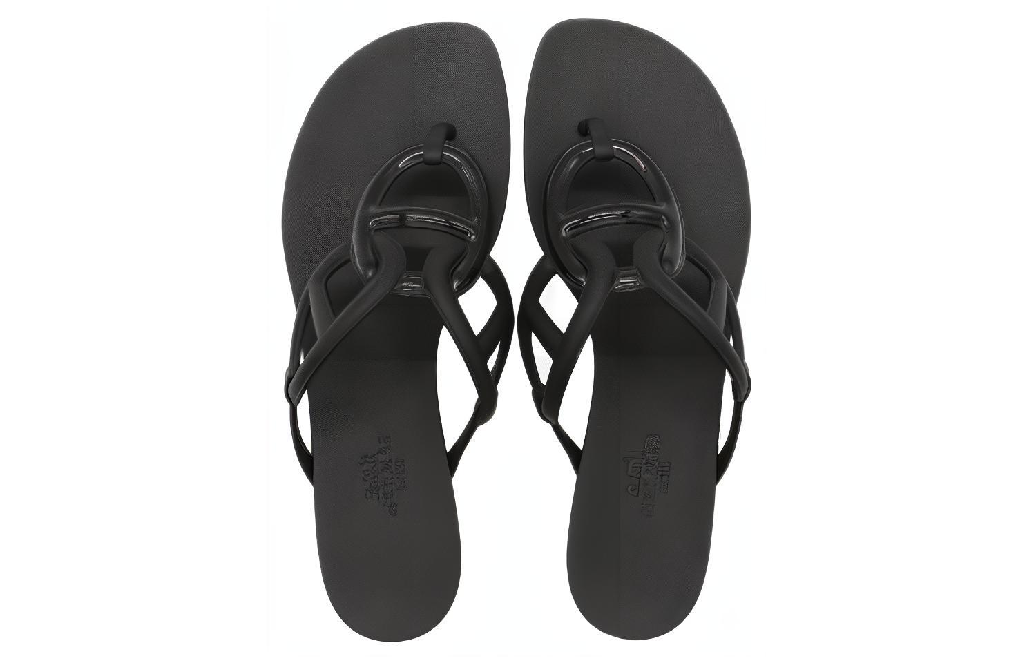 Shop (W) Selipar Rata HERMES Egerie 'Fesyen Hitam' H221001Z-02