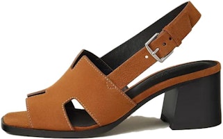 (Women) HERMES Elbe Sandal 'Brown Velvet Open-Toe' H231117Z-A3 (Women) HERMES Elbe Sandal 'Brown Velvet Open-Toe' H231117Z-A3