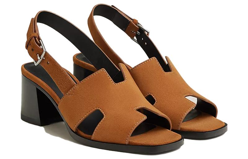 Lookbook (W) HERMES Sandalo Elbe ''Marrone Velluto Punta Aperta'' H231117Z-A3