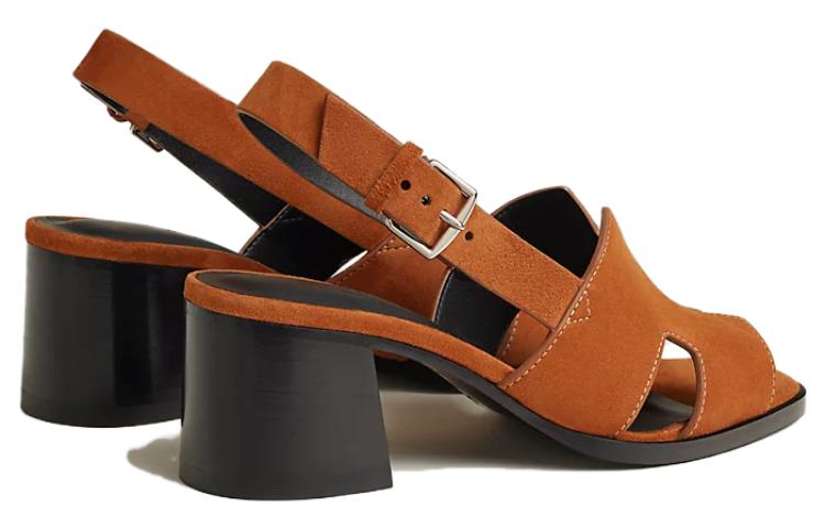 Shop (W) HERMES Sandalo Elbe ''Marrone Velluto Punta Aperta'' H231117Z-A3