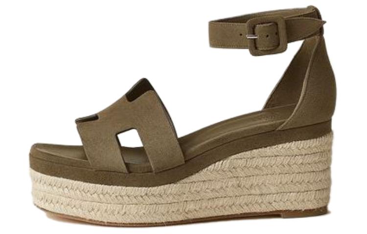 (Women) HERMES Elda Sandal 'Dark Green' H222136Z-1R