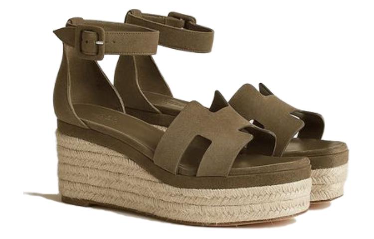Shop (W) HERMES Elda 凉鞋 '深绿色' H222136Z-1R