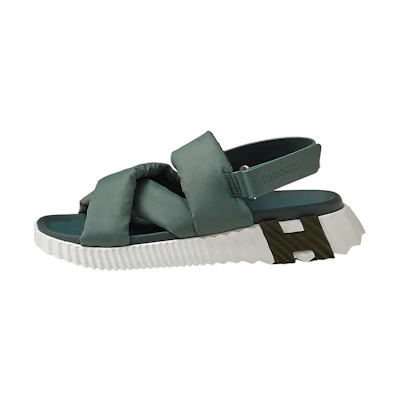 (W) HERMES Electric Fabric Velcro Sandals 'Green Fashion'