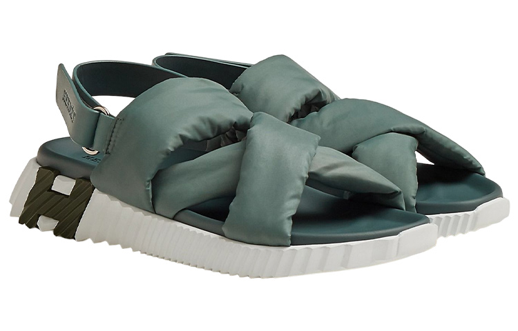 (W) HERMES Electric Fabric Velcro Sandals 'Green Fashion' 圖 2