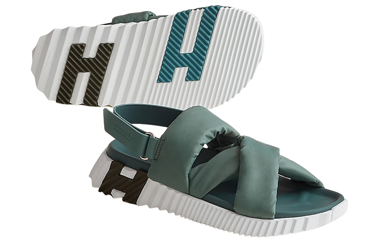 (W) HERMES Electric Fabric Velcro Sandals 'Green Fashion' 圖 4