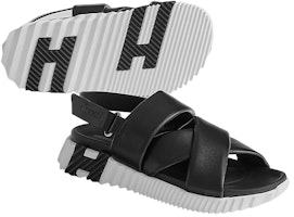 (W) HERMES Kulit Elektrik Sandal Velcro 'Hitam Putih' H222160Z-02 Shop (W) HERMES Kulit Elektrik Sandal Velcro 'Hitam Putih' H222160Z-02