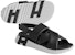 (W) HERMES Kulit Elektrik Sandal Velcro 'Hitam Putih' H222160Z-02