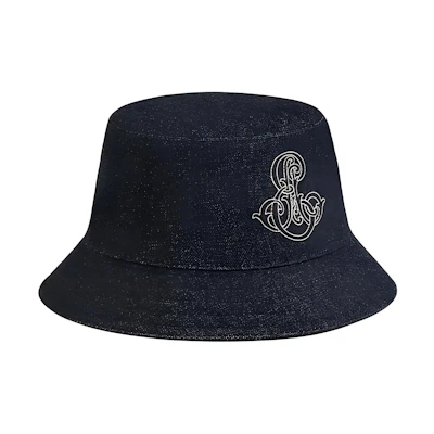 (Women) HERMES Embroidered Logo Cotton Bucket Hat Blue - Fashion Accessory H241059Nv6057