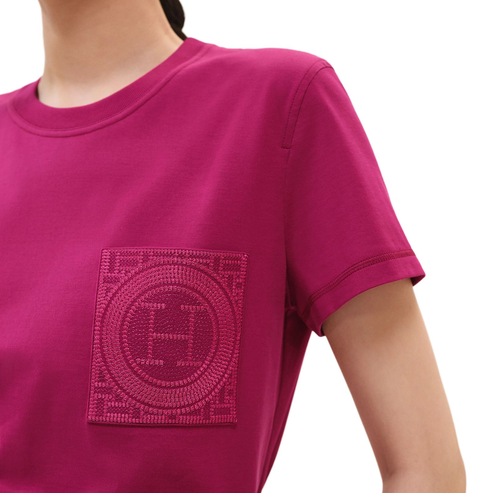 Shop (W) Camiseta Rosa de Manga Corta com Bolsillo Bordado HERMES. H4H4615DA3J