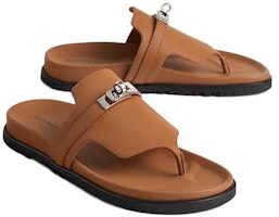 (W) Sandalia Plana Abierta de Cuero HERMES Empire 'Marrón de Moda' H221074Z-A3 Lookbook (W) Sandalia Plana Abierta de Cuero HERMES Empire 'Marrón de Moda' H221074Z-A3