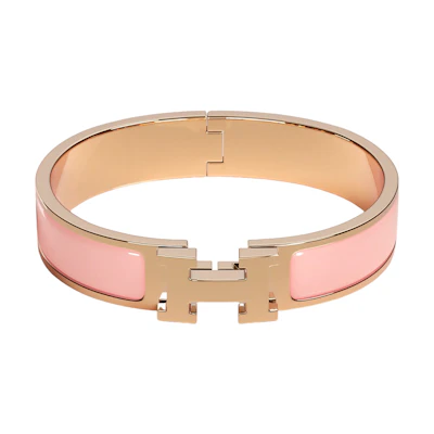 (Women) HERMES Enamel Bracelet Pink/Rose Gold. H700001FO1z