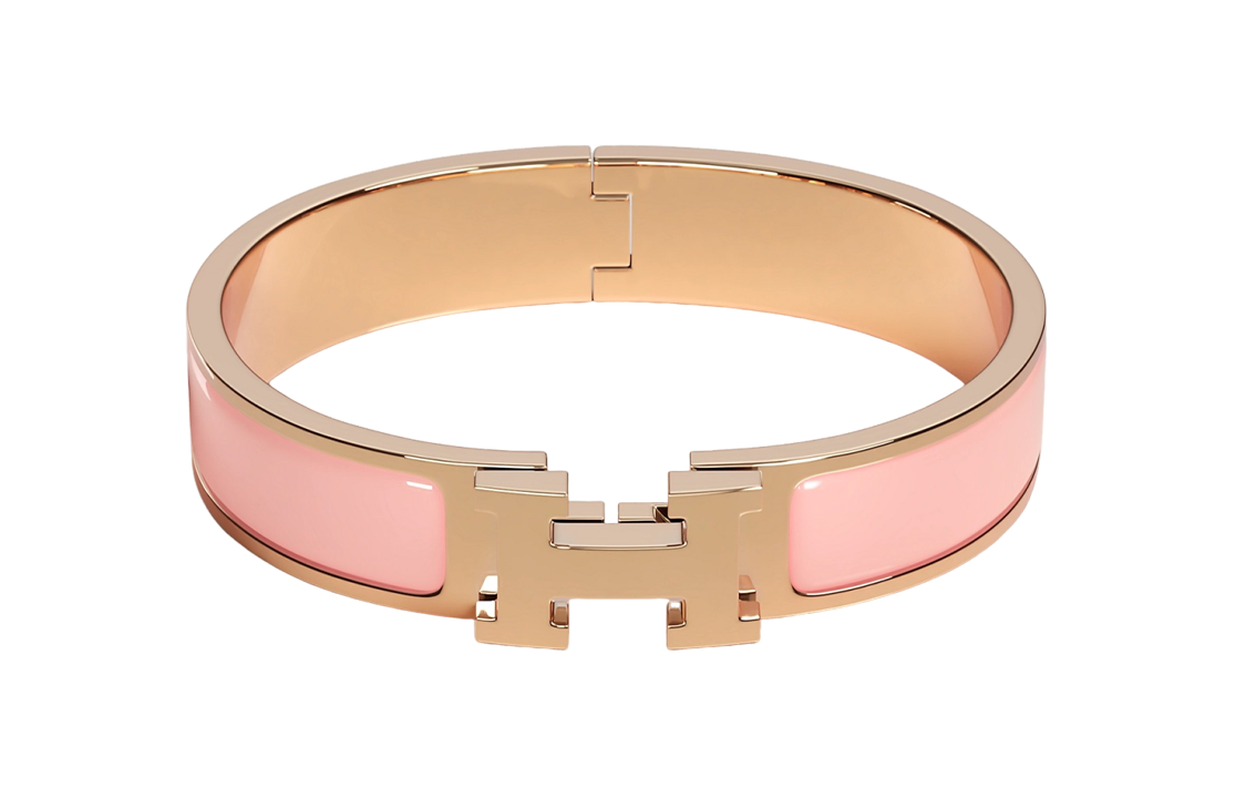 Order (W) Gelang HERMES Enamel Merah Jambu/Emas Rose. H700001FO1z