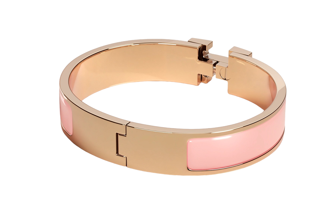 Lookbook (W) Gelang HERMES Enamel Merah Jambu/Emas Rose. H700001FO1z