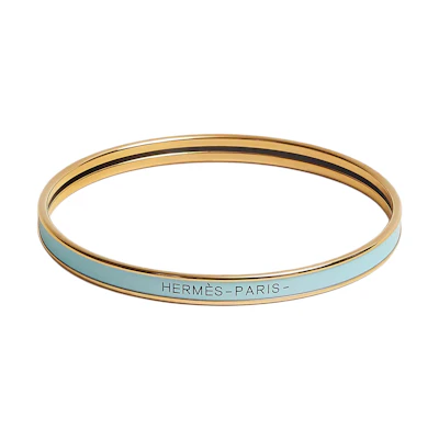 (Women) HERMES Enamel Bracelet Light Blue with Gold Plated Metal for Women. H240001F 8X62