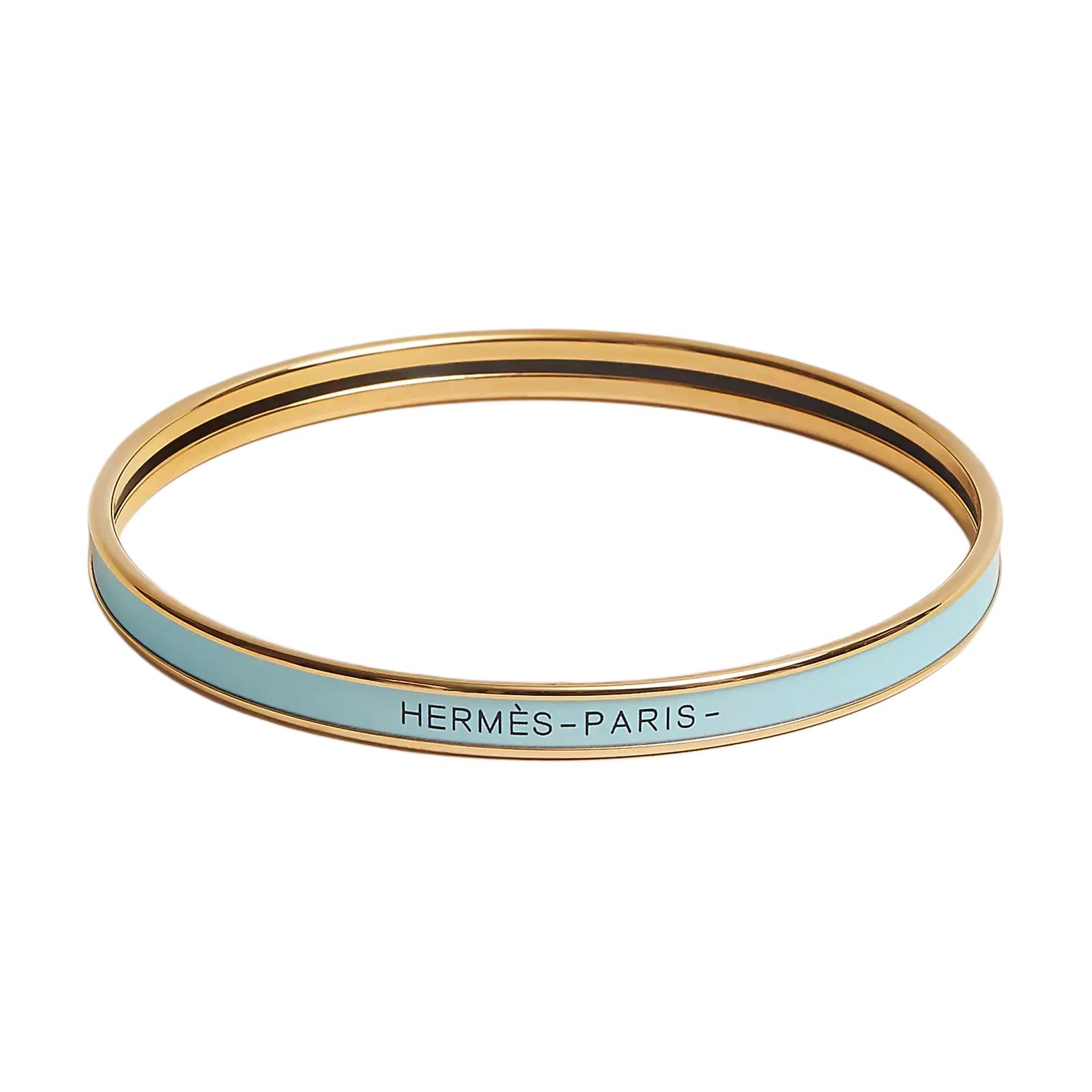 Order (W) 에르메스 여자용 에나멜 팔찌 라이트 블루 골드 도금. H240001F 8X62