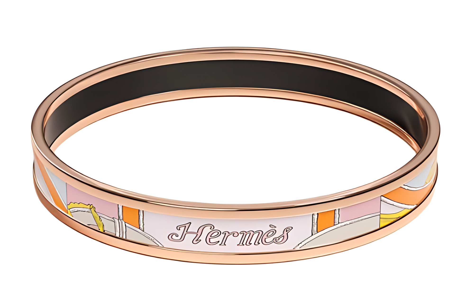 (Women) HERMES Enamel Bracelet Rose Gold Letter Logo Multicolor  Accessory H213314FOF7
