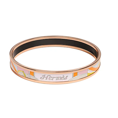 (Women) HERMES Enamel Bracelet Rose Gold Letter Logo Multicolor Accessory H213314FOF7