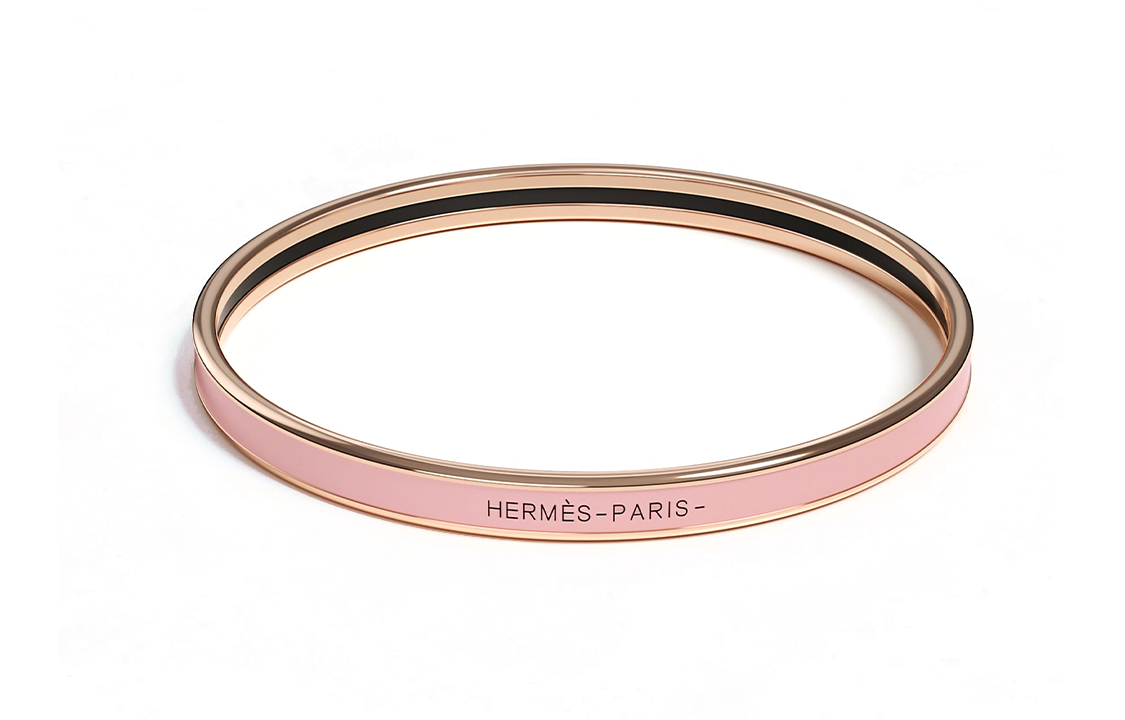 Order (W) HERMES Gelang Enamel Rose Gold Logo Pink Wanita. H240001FO1Z62