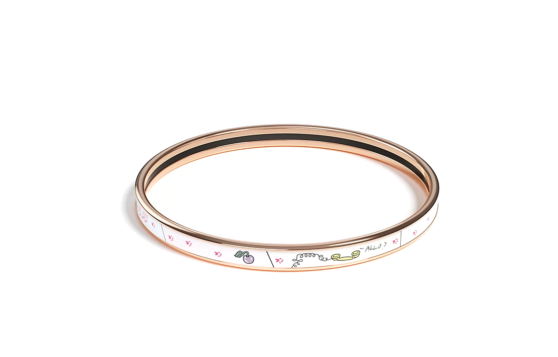 Order (W) HERMES Gelang Rose Gold dengan Rekaan Enamel & Perkakasan Rose Gold. H244417FOJ265