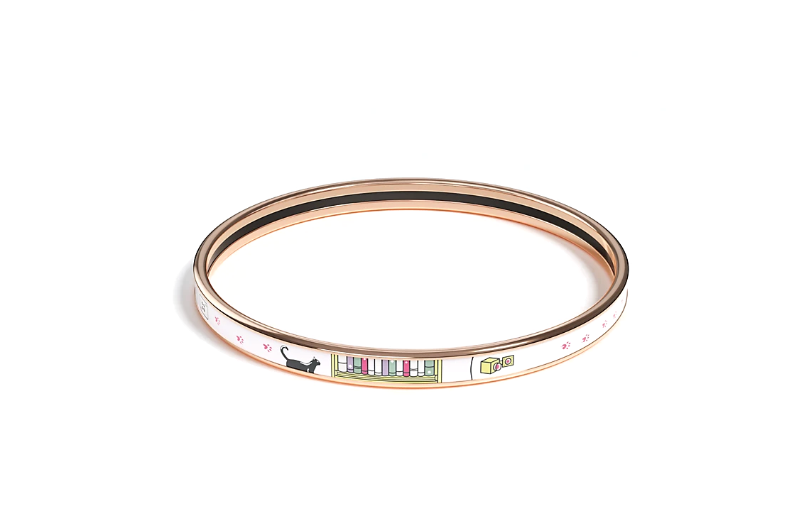 Lookbook (W) HERMES Gelang Rose Gold dengan Rekaan Enamel & Perkakasan Rose Gold. H244417FOJ265