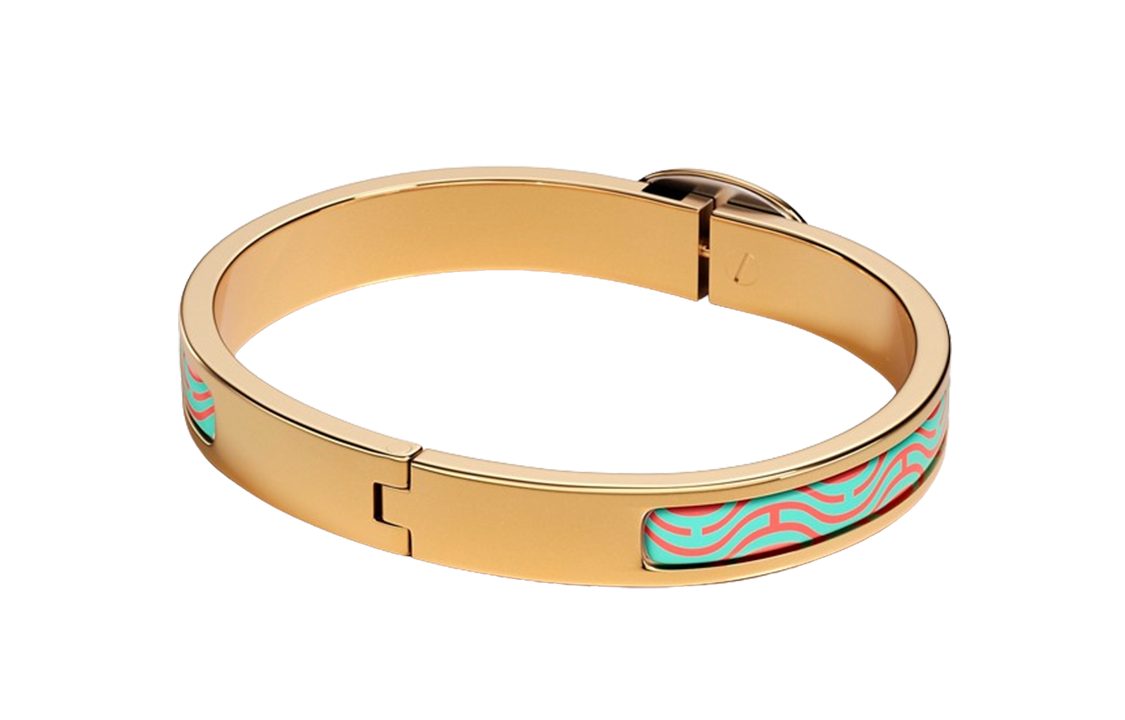 Lookbook (W) HERMES Gelang Bersadur Emas dengan Corak Hiasan Wanita Emas. H200003FF2PM