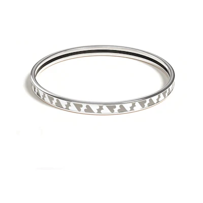 (Women) HERMES Enamel Palladium-Plated Silver Bracelet with Print Design for Women. H243312FPC565