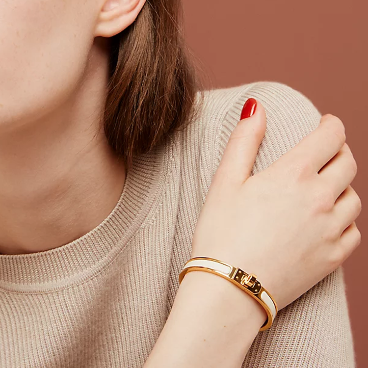 Purchase (W) HERMES 白色玫瑰金字母設計琺瑯金屬手鐲 女士款 H200004FO85GM