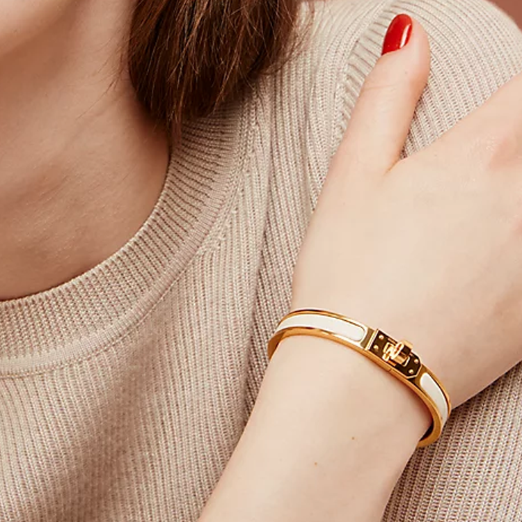 (Women) HERMES Enamel Rose Gold Plated Metal Bracelet for Women - Solid Color Design. H200004FO1ZPM 圖 4