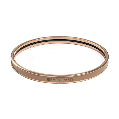 (Women) HERMES Enamel Ultra-Slim Rose Gold Bracelet for Women - Chestnut Brown. H240001FO6465