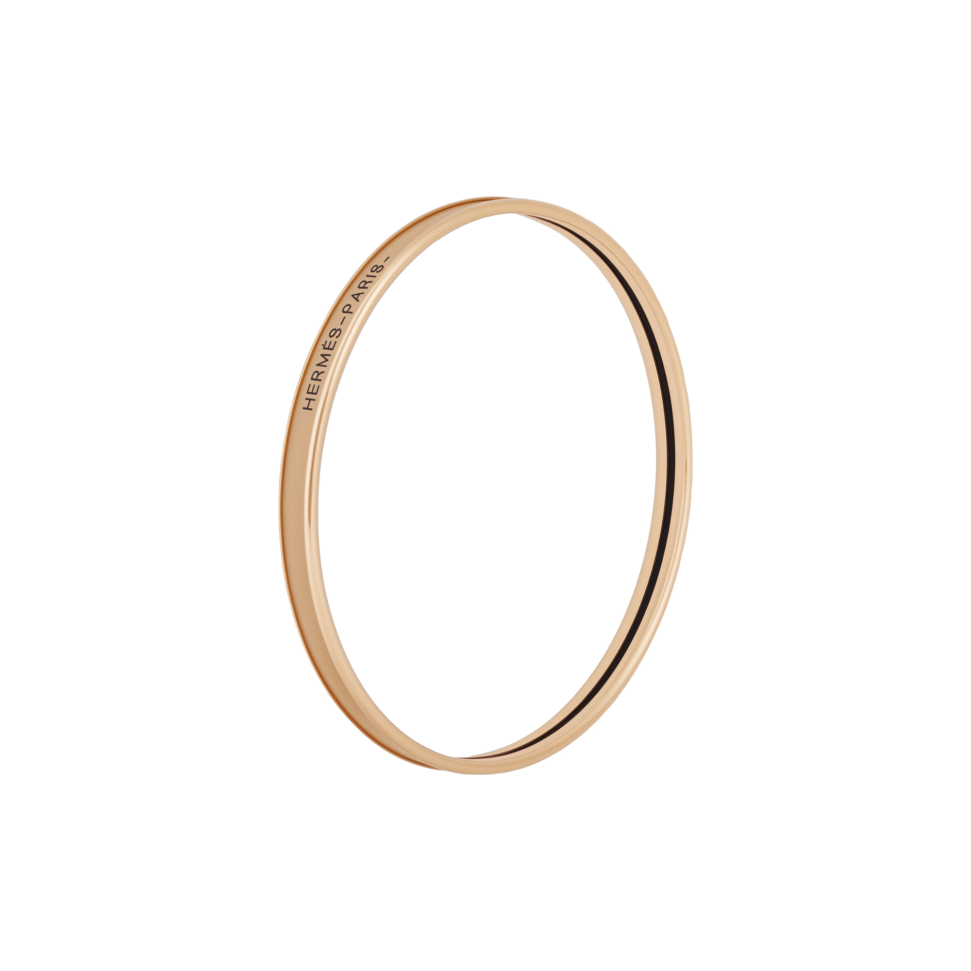 (Women) HERMES Engraved Logo Rose Gold-Plated  Bracelet in Chestnut Color H240001FO64