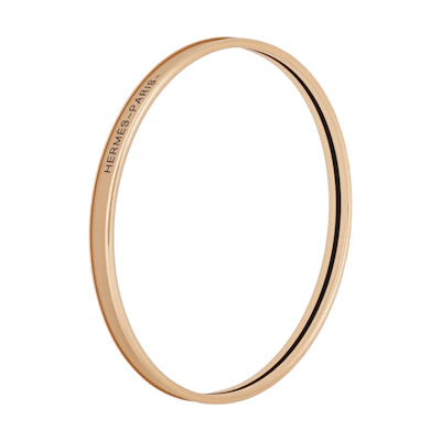 (Women) HERMES Engraved Logo Rose Gold-Plated Bracelet in Chestnut Color H240001FO64
