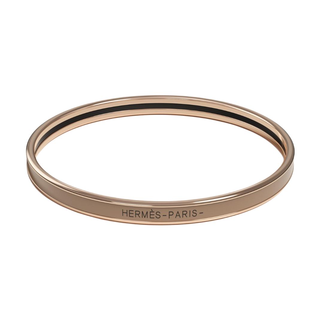 Order (W) 에르메스 로고 각인 로즈 골드 도금 체스트넛 브레이슬릿 H240001FO64