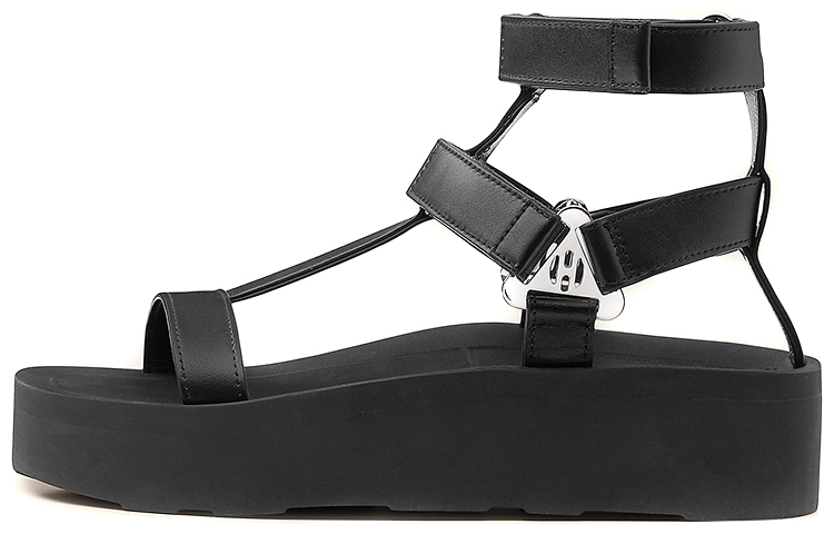 Buy (W) 에르메스 에니드 샌들 '블랙 카프스킨' H221033Z-02