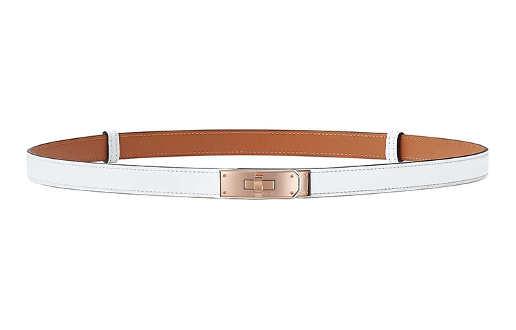 (Women) HERMES Epsom Leather Belt Women White 1.8cm with 18 Rose Gold Buckle. H069853CD01