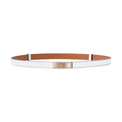 (Women) HERMES Epsom Leather Belt Women White 1.8cm with 18 Rose Gold Buckle. H069853CD01