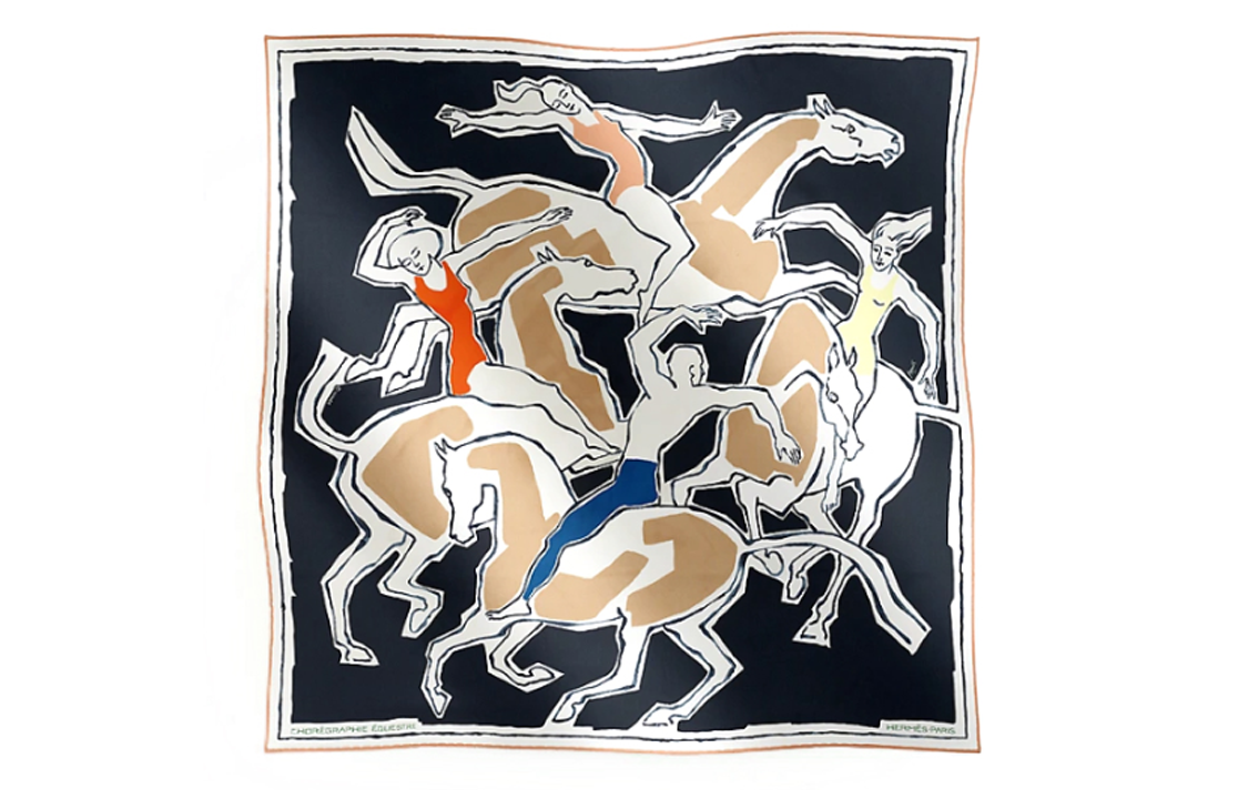 (Women) HERMES Equestrian Print Silk Scarf  Black. H983902Sv01 圖 2