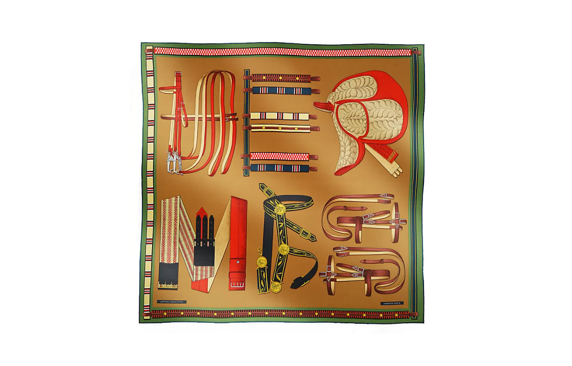 Order (W) Pañuelo de seda Twill ecuestre HERMÈS para mujer en marrón. H004039S-09