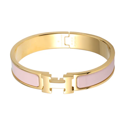 (Women) HERMES Escaping Princess Silver Bow Bracelet Gold Pink Jewelry H700001F1ZPM