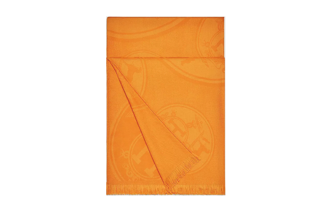 Buy (W) 爱马仕Ex-Libris提花羊毛围巾金色女士款 H262494S72