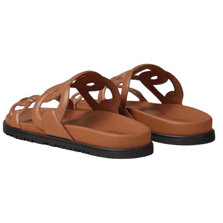 (W) HERMES Extra 'Brown Leather Slides' 圖 4