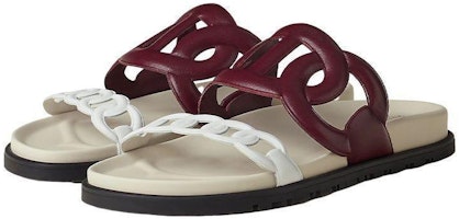 (W) エルメス エクストラレザー レッドホワイト フラットサンダル H222302Z-Z6 Lookbook (W) エルメス エクストラレザー レッドホワイト フラットサンダル H222302Z-Z6