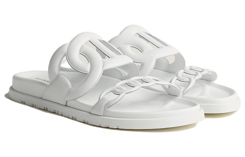 Lookbook (W) エルメス エクストラレザー スライド (白) H222302Z-91