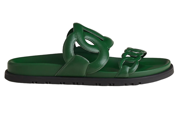 Order (W) 爱马仕绿色加厚真皮拖鞋 H222302Z-H0