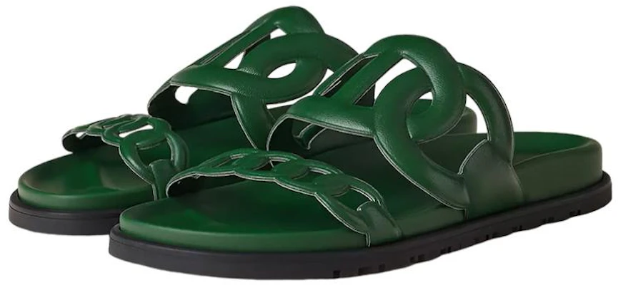 (W) 爱马仕绿色加厚真皮拖鞋 H222302Z-H0 Lookbook (W) 爱马仕绿色加厚真皮拖鞋 H222302Z-H0